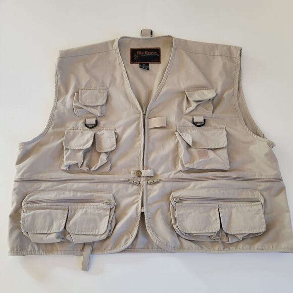Rio Bravo by Prestige Utility Fly Fishing Vest Mens XL Khaki Many Pockets - Picture 1 of 5